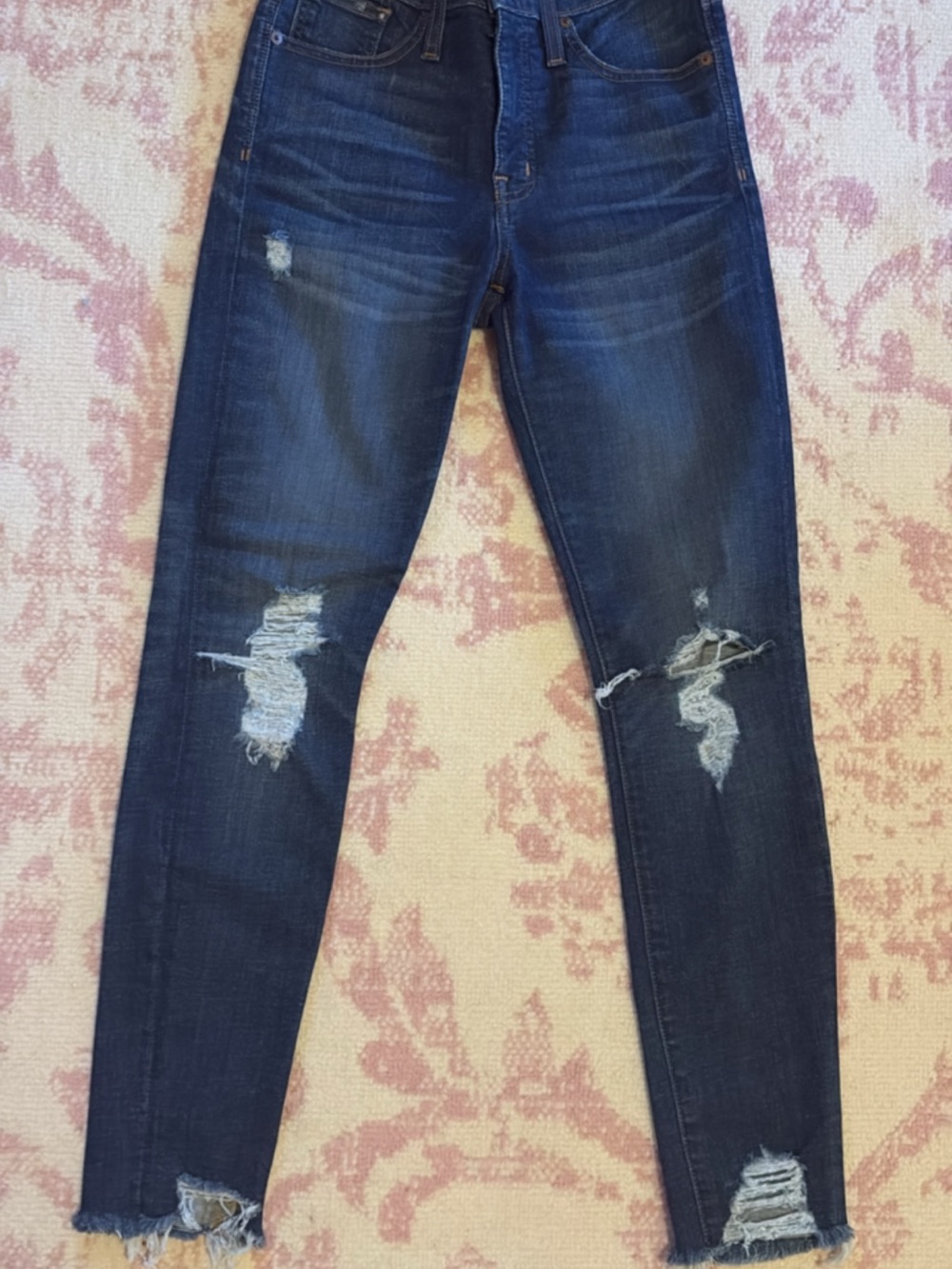 Madewell Dark Blue Ripped Skinny Jeans